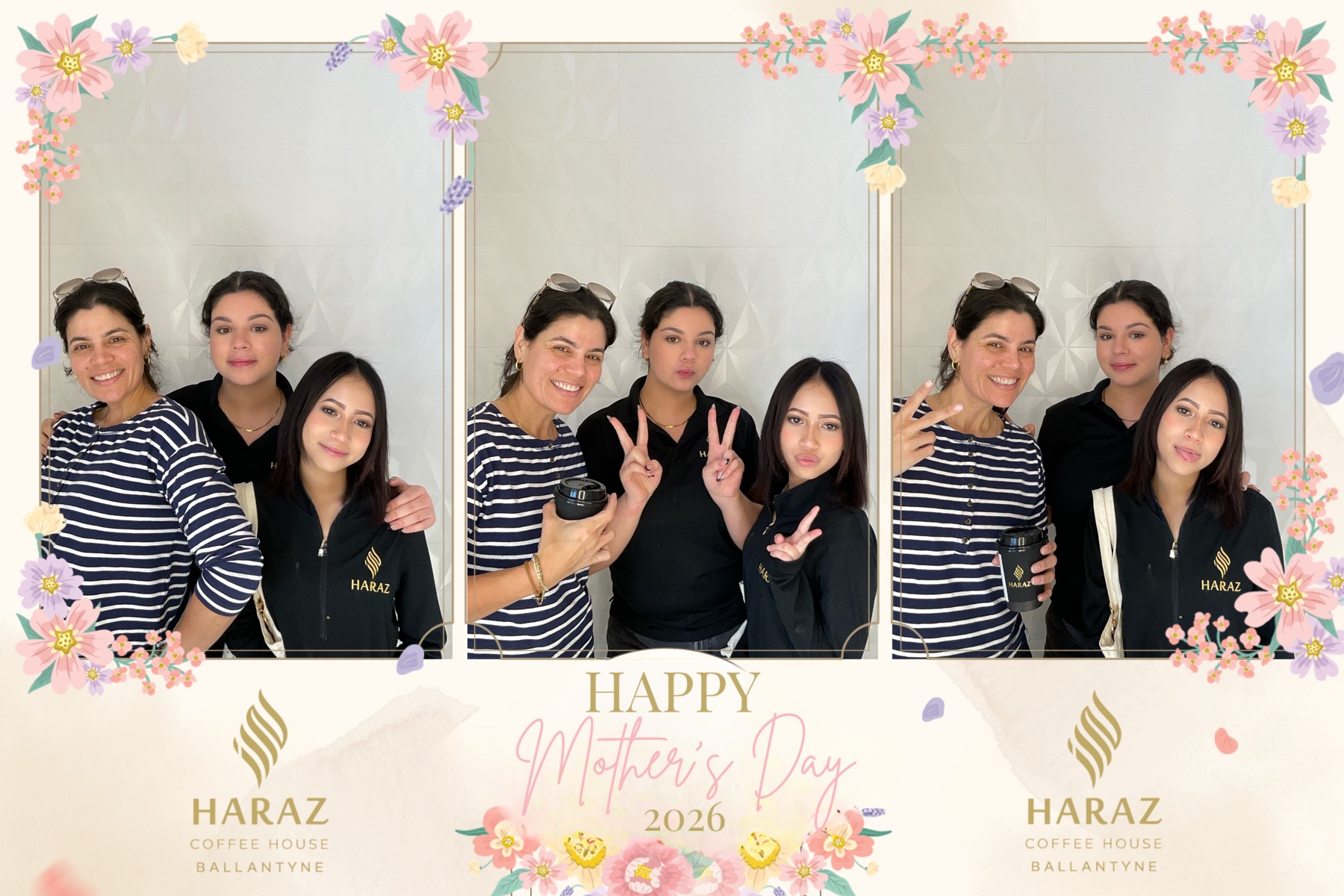 Mother's Day photo booth prints at Haraz Coffee House Ballantyne